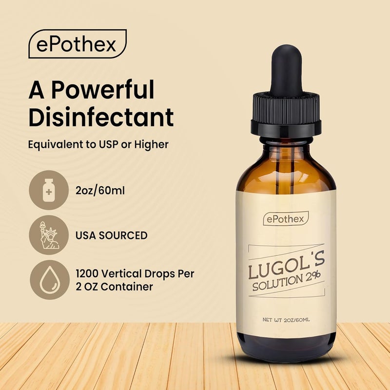 EPOTHEX Lugol's Solution 2% 2oz Glass Dropper Bottle. Contains Potassium Iodide and Iodine, 60ml - Image 4